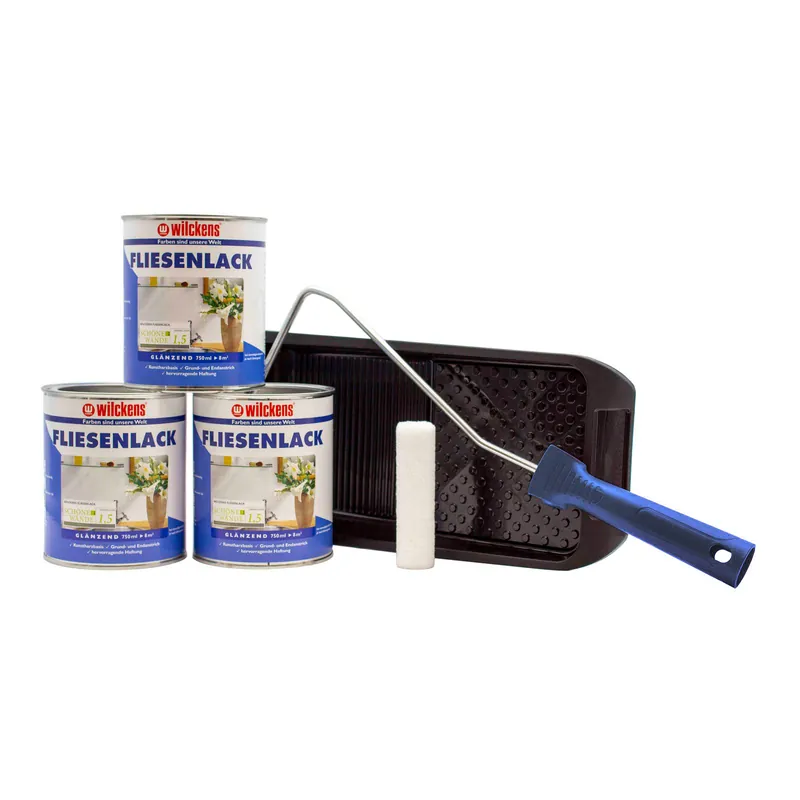 3 Dosen Wilckens Fliesenlack für 24 qm mit Lackierset Heißes Angebot