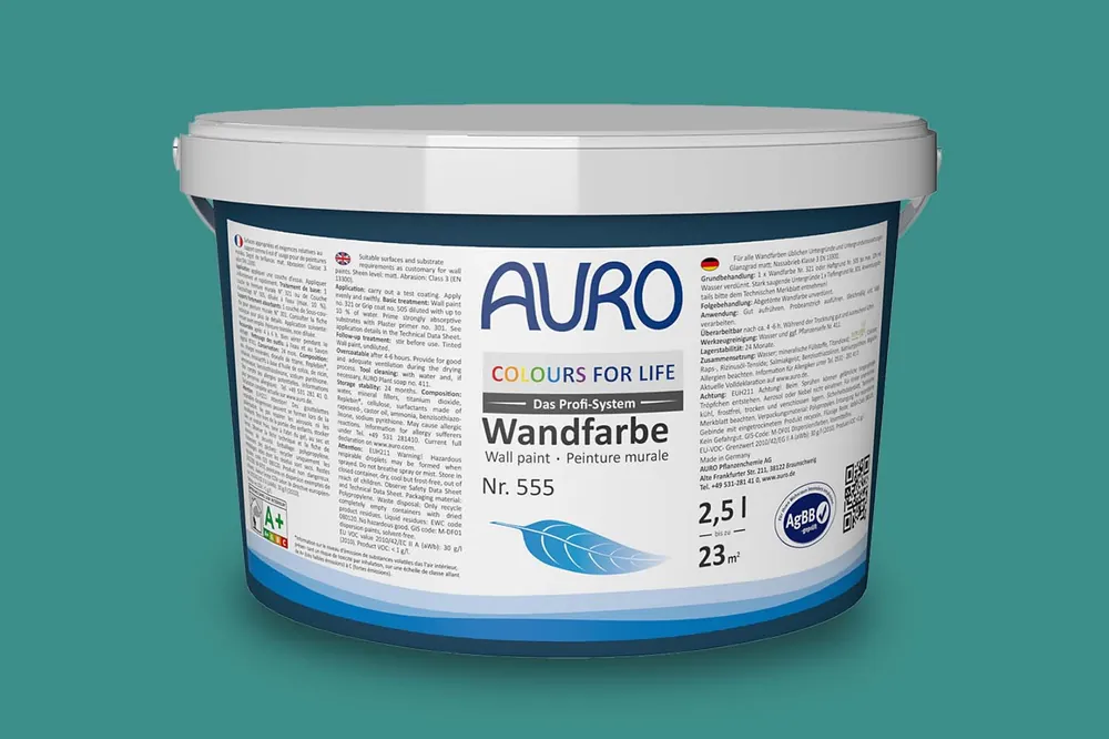 Abverkauf Auro Colours for Life Wand- und Deckenfarbe Nr. 555 - Deep Aqua