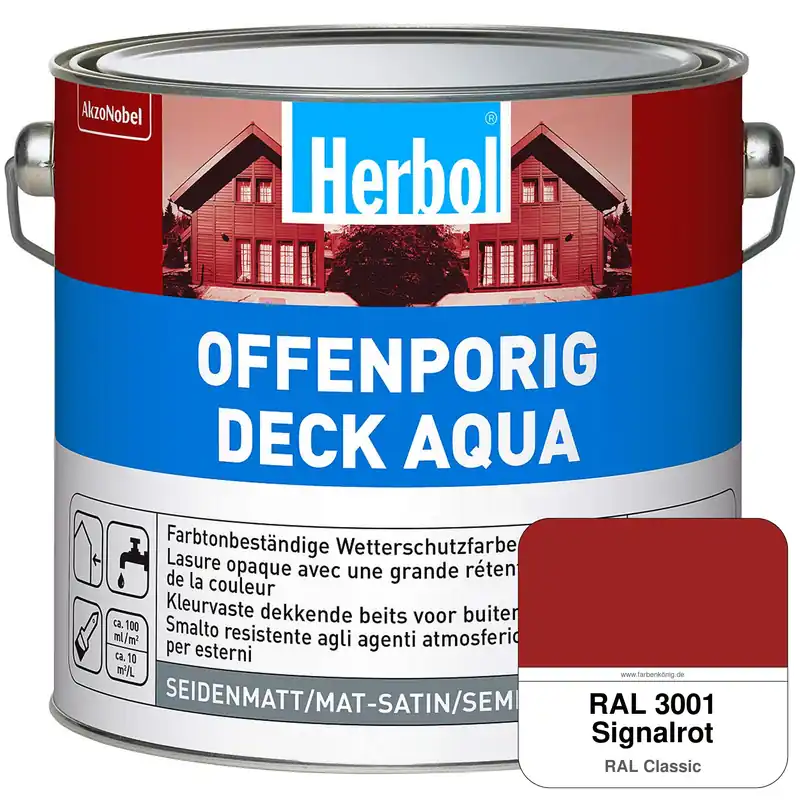 Offenporig-Deck Aqua (RAL 3001 Signalrot) Nur Heute