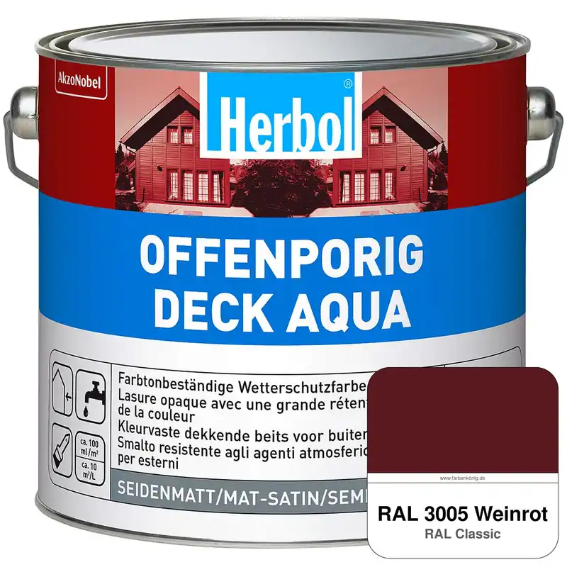 Knallerangebot Offenporig-Deck Aqua (RAL 3005 Weinrot)