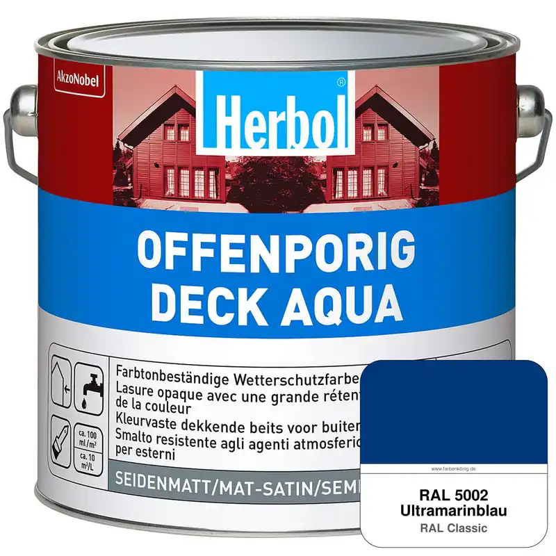 Offenporig-Deck Aqua (RAL 5002 Ultramarinblau) Neu Im Sortiment