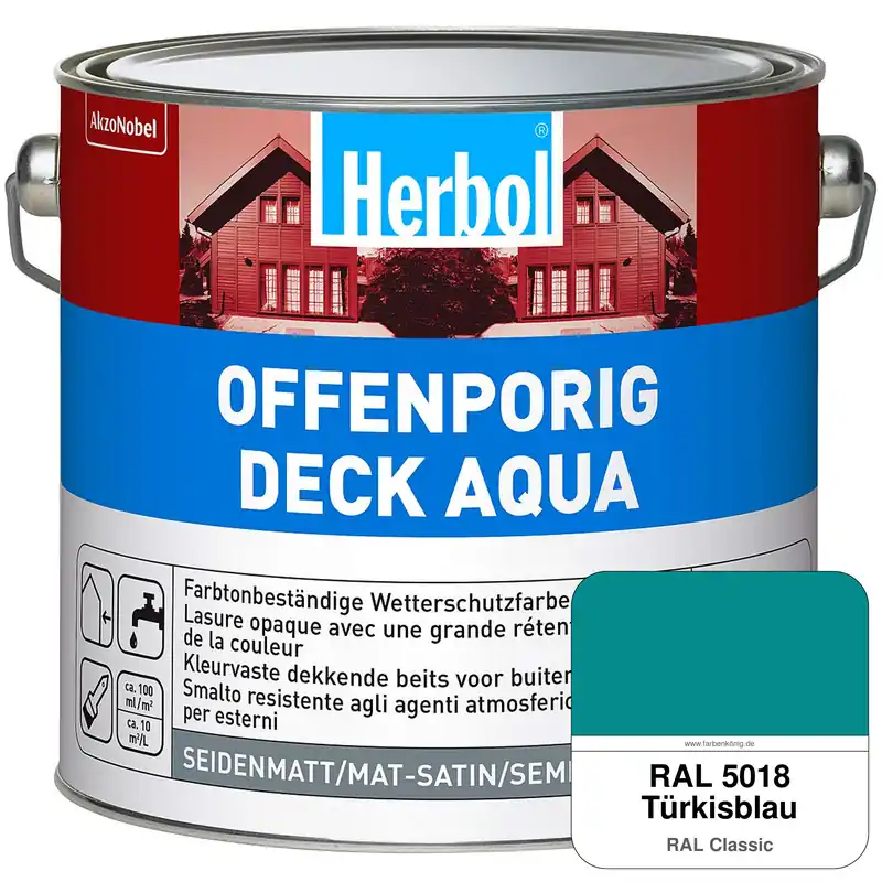 Offenporig-Deck Aqua (RAL 5018 Türkisblau) Nur Heute