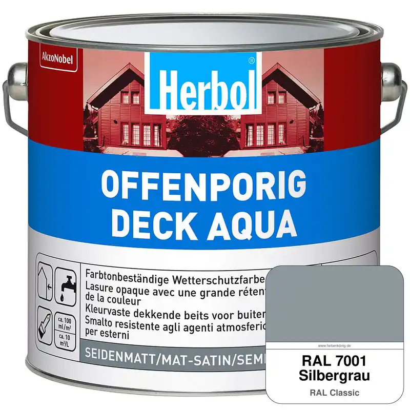 Schneller Versand Offenporig-Deck Aqua (RAL 7001 Silbergrau)