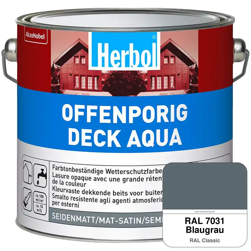 Offenporig-Deck Aqua (RAL 7031 Blaugrau) Nur Heute