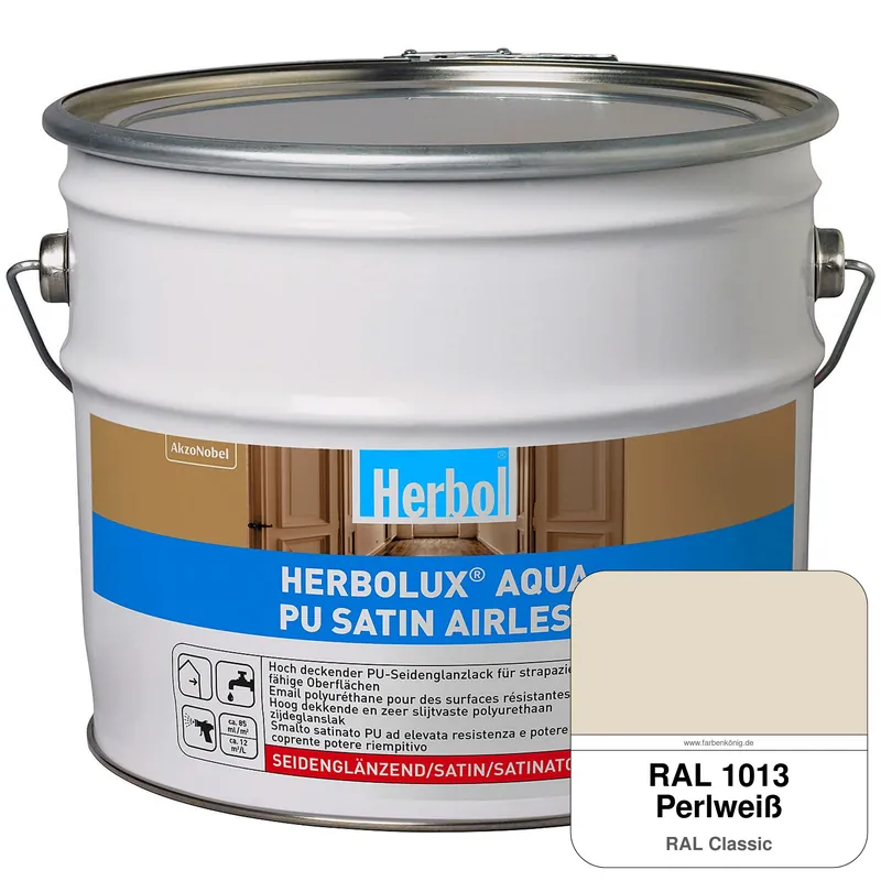 Neue Ware Herbolux Aqua PU Satin Airless (RAL 1013 Perlweiß)