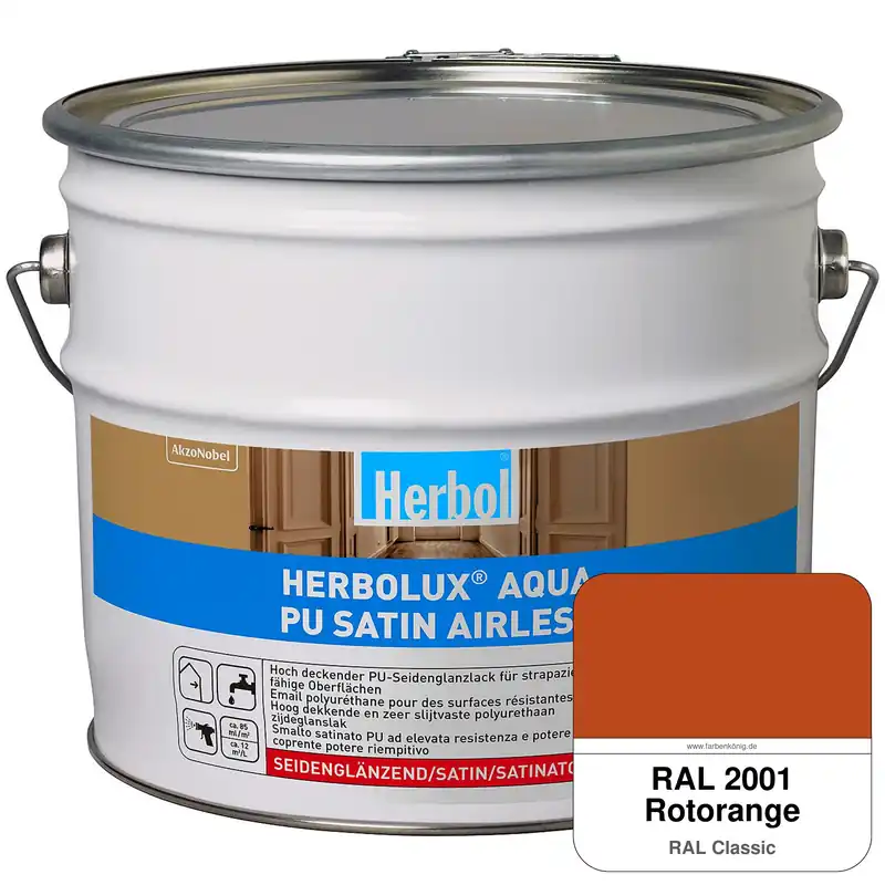 Herbolux Aqua PU Satin Airless (RAL 2001 Rotorange) Kostenloser Versand