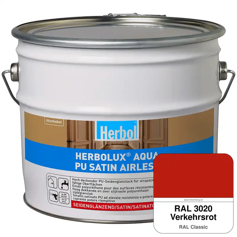 Herbolux Aqua PU Satin Airless (RAL 3020 Verkehrsrot) Rabatt