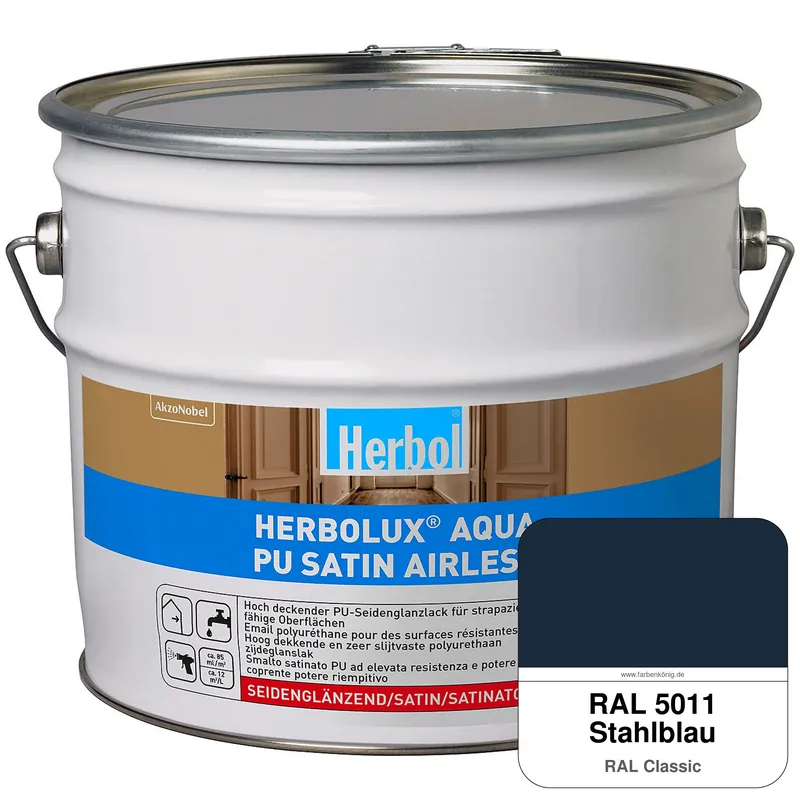 Ausverkauf Herbolux Aqua PU Satin Airless (RAL 5011 Stahlblau)