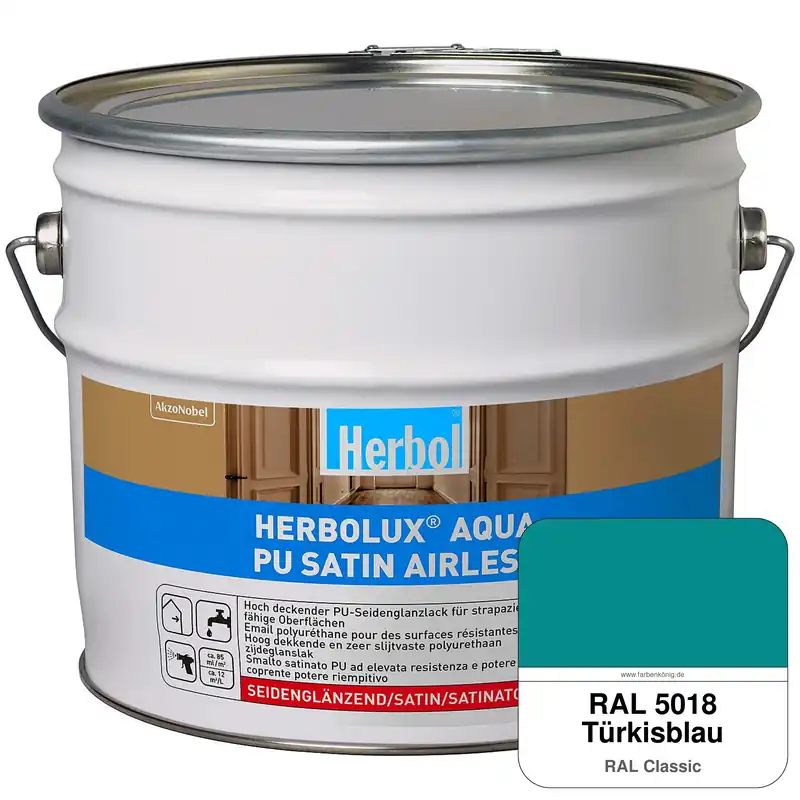 Herbolux Aqua PU Satin Airless (RAL 5018 Türkisblau) Neu Im Sortiment