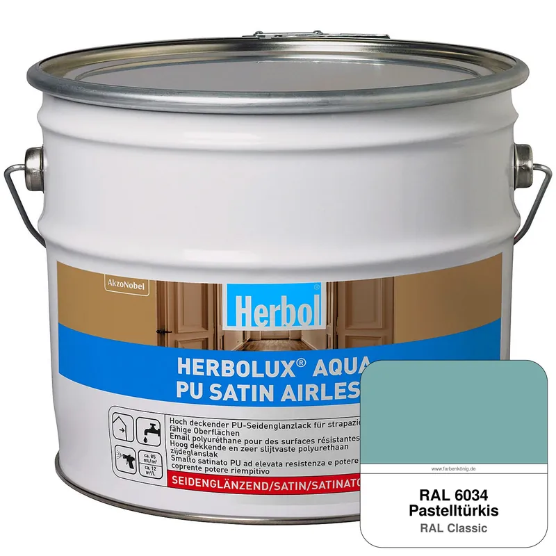 Rabatt Herbolux Aqua PU Satin Airless (RAL 6034 Pastelltürkis)