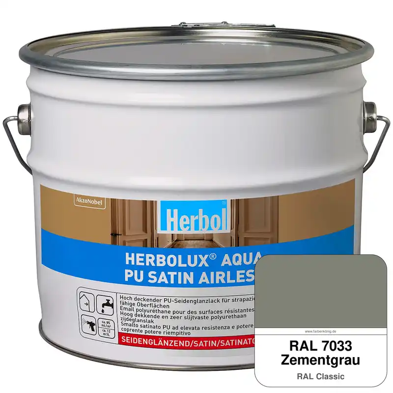 Expressversand Herbolux Aqua PU Satin Airless (RAL 7033 Zementgrau)
