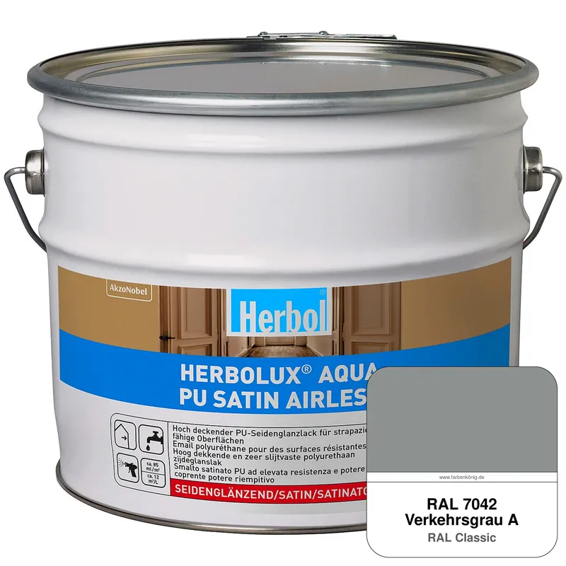 Herbolux Aqua PU Satin Airless (RAL 7042 Verkehrsgrau A) Highlight