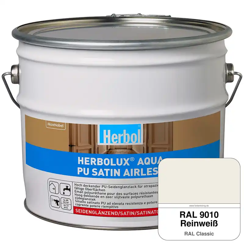 Rabatt Herbolux Aqua PU Satin Airless (RAL 9010 Reinweiß)