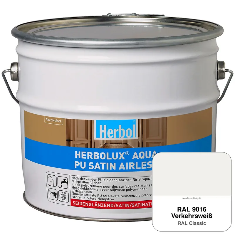 Aktuell Herbolux Aqua PU Satin Airless (RAL 9016 Verkehrsweiß)