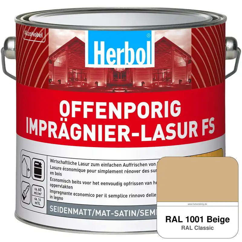 Offenporig Imprägnier-Lasur FS (RAL 1001 Beige) Kostenloser Versand