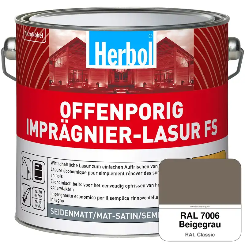 Offenporig Imprägnier-Lasur FS (RAL 7006 Beigegrau) Sofort Bestellen