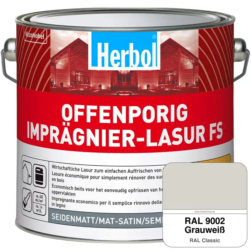 Offenporig Imprägnier-Lasur FS (RAL 9002 Grauweiß) Preis Gesenkt