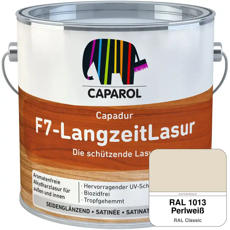 Abverkauf Capadur F7-LangzeitLasur (RAL 1013 Perlweiß)