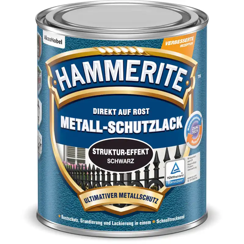 Markenprodukt Hammerite Metallschutzlack struktur-Effekt schwarz 750 ml