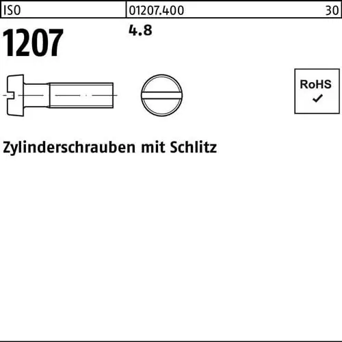 Zylinderschraube ISO 1207 Schlitz M2,5x 18 4.8 2000 Stück Angebot