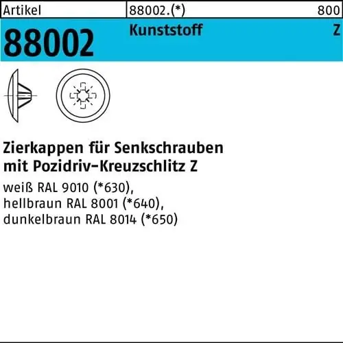 Zierkappe R 88002 f.PZ 2x 12/3,5-5 Ku. hellbraun 1000St. Angebot