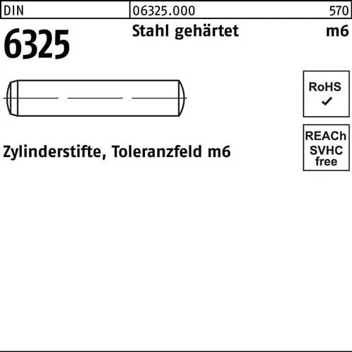 Zylinderstift DIN 6325 5 m6x 16 Stahl gehärtet Toleranz m6 100 Stück Kostenloser Versand
