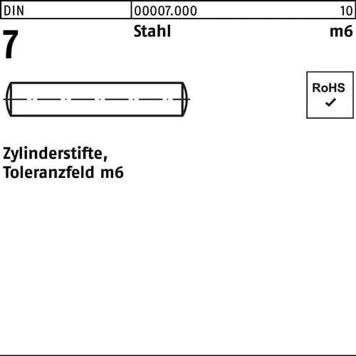 Zylinderstift DIN 7 14 m6x 100 Stahl 25 Stück Sichere Zahlung